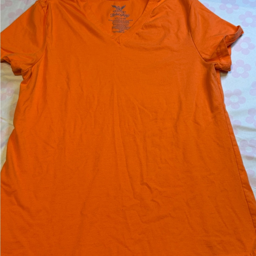 Bright Orange V-Neck Tee: Vintage Faded Glory